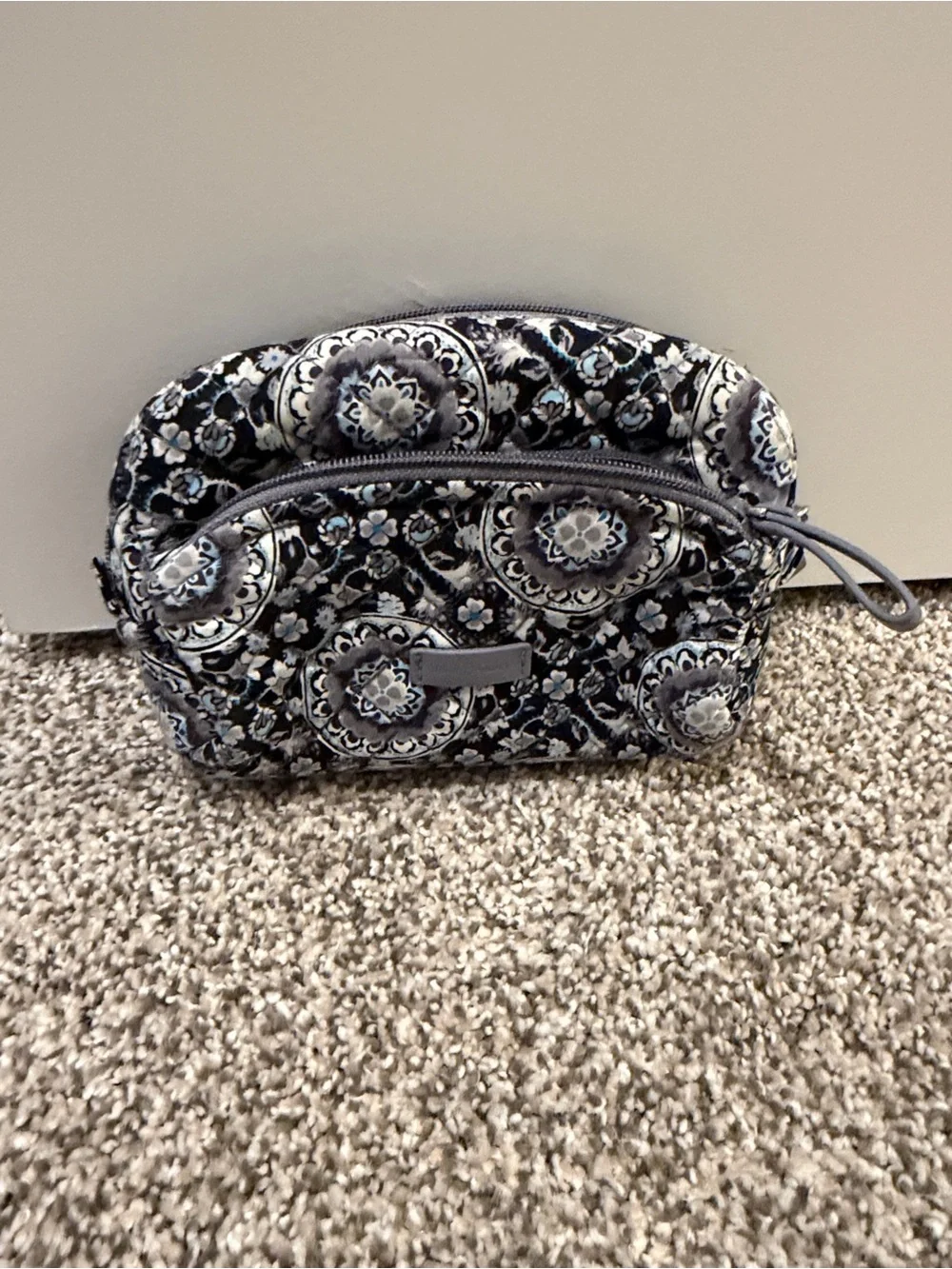 Vera Bradley Quilted Floral Cosmetic Pouch - Gray/Black
